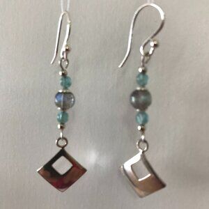Labradorite & Sterling Silver Drop Earrings, handcrafted
